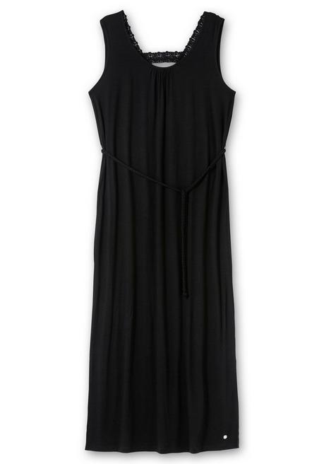 Sheego Maxikleid Mit Bindegürtel Und Rückenausschnitt - Schwarz Sheego