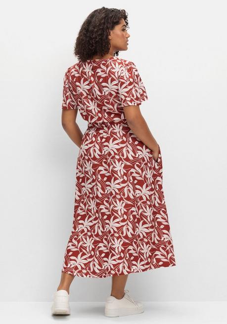 Sheego Maxikleid Mit Blumen-Alloverprint - Rostrot Gemustert Sheego