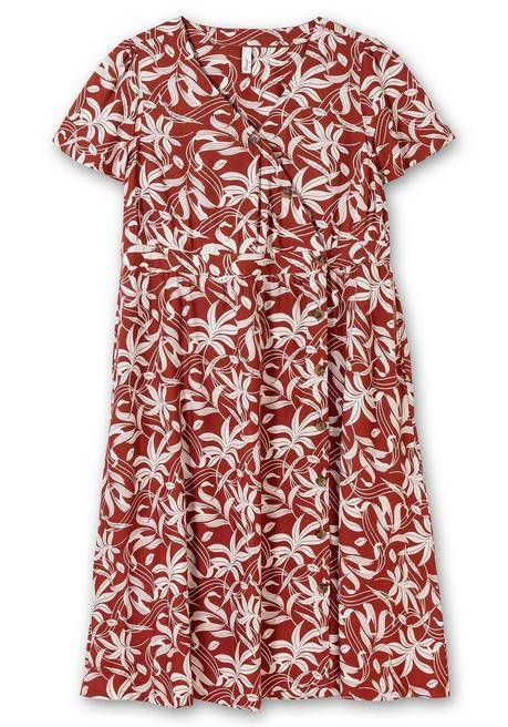 Sheego Maxikleid Mit Blumen-Alloverprint - Rostrot Gemustert Sheego