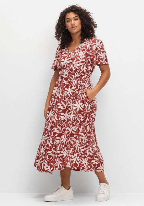 Sheego Maxikleid Mit Blumen-Alloverprint - Rostrot Gemustert Sheego