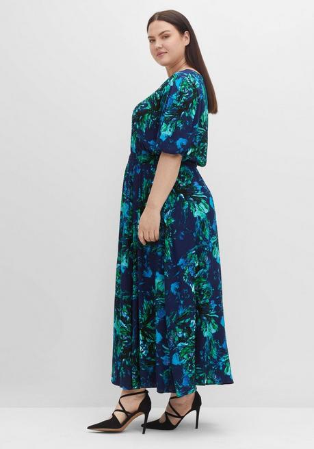 Sheego Maxikleid Mit Blumendruck Und Ballonärmeln - Marine Bedruckt Sheego