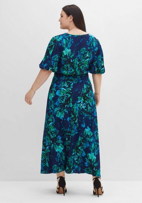 Sheego Maxikleid Mit Blumendruck Und Ballonärmeln - Marine Bedruckt Sheego