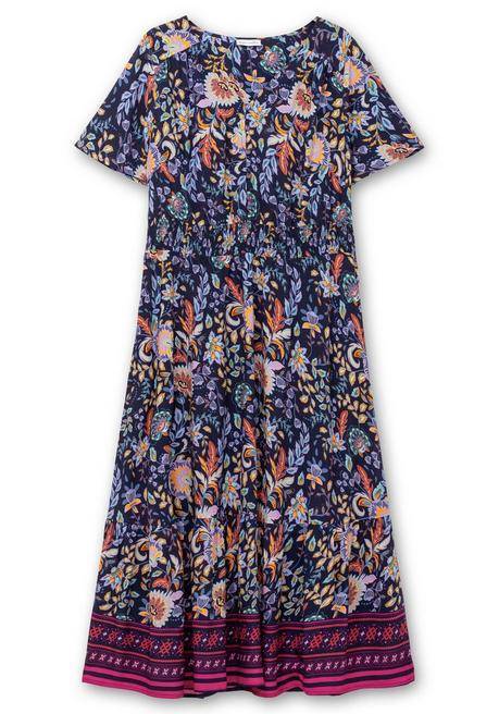 Sheego By Joe Browns Maxikleid Mit Blumendruck Und Taillen-Smokbund - Blau Gemustert Sheego