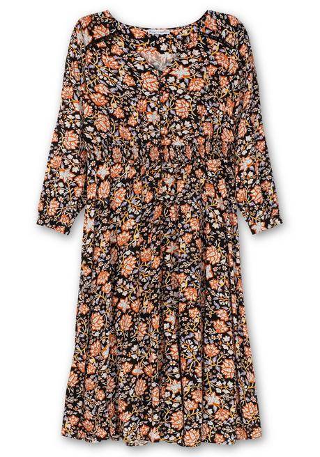 Sheego By Joe Browns Maxikleid Mit Blumenprint Und Gesmokter Taille - Schwarz Gemustert Sheego