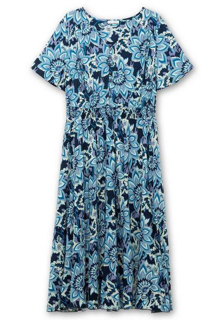 Sheego By Joe Browns Maxikleid Mit Blumenprint Und Taillen-Smokbund - Blau Gemustert Sheego