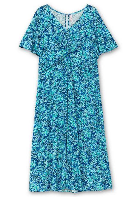 Sheego Maxikleid Mit Knotendetail In Der Taille - Kobalt Gemustert Sheego