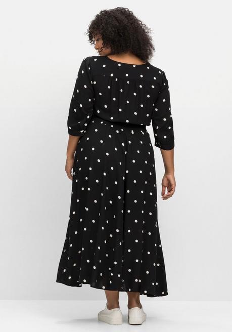 Sheego By Joe Browns Maxikleid Mit Punkteprint Und Gesmokter Taille - Schwarz Gemustert Sheego