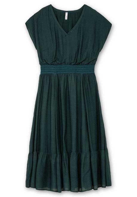 Sheego Maxikleid Mit Smokbund Und Volant Am Saum - Tiefgrün Sheego