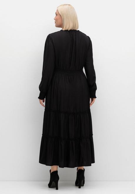 Sheego By Joe Browns Maxikleid Mit Smokbund Und Volantrock - Schwarz Sheego