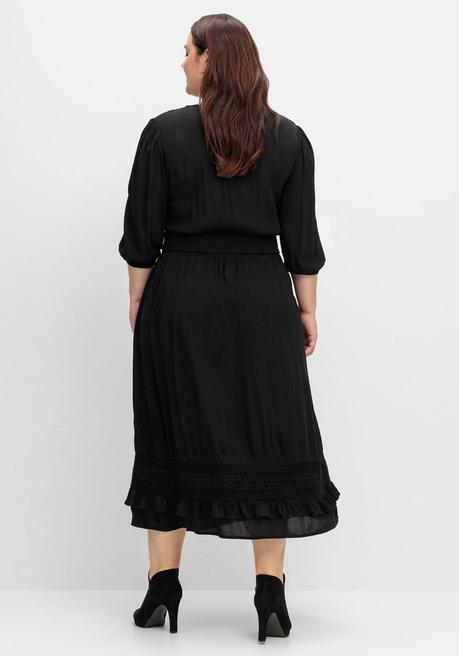 Sheego By Joe Browns Maxikleid Mit Volant, In Crinkle-Qualität - Schwarz Sheego