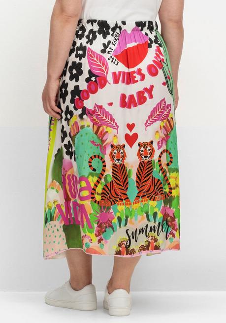 Sheego Loves Miss Goodlife Maxirock Aus Viskose-Satin, Im Multicolor-Muster - Blattgrün Gemustert Sheego