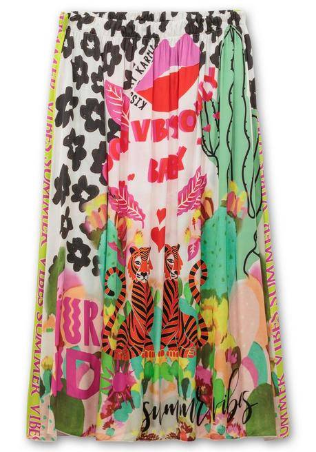 Sheego Loves Miss Goodlife Maxirock Aus Viskose-Satin, Im Multicolor-Muster - Blattgrün Gemustert Sheego