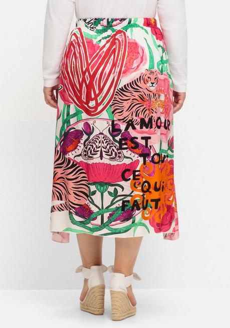 Sheego Loves Miss Goodlife Maxirock Aus Viskose-Satin, Im Multicolor-Muster - Pink Gemustert Sheego