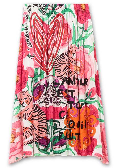 Sheego Loves Miss Goodlife Maxirock Aus Viskose-Satin, Im Multicolor-Muster - Pink Gemustert Sheego