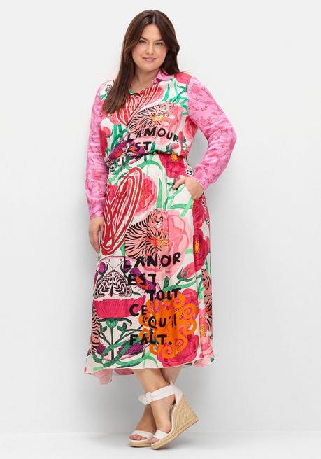 Sheego Loves Miss Goodlife Maxirock Aus Viskose-Satin, Im Multicolor-Muster - Pink Gemustert Sheego