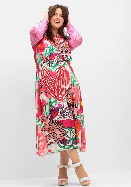 sheego loves miss goodlife Maxirock aus Viskose-Satin, im Multicolor-Muster - pink gemustert sheego