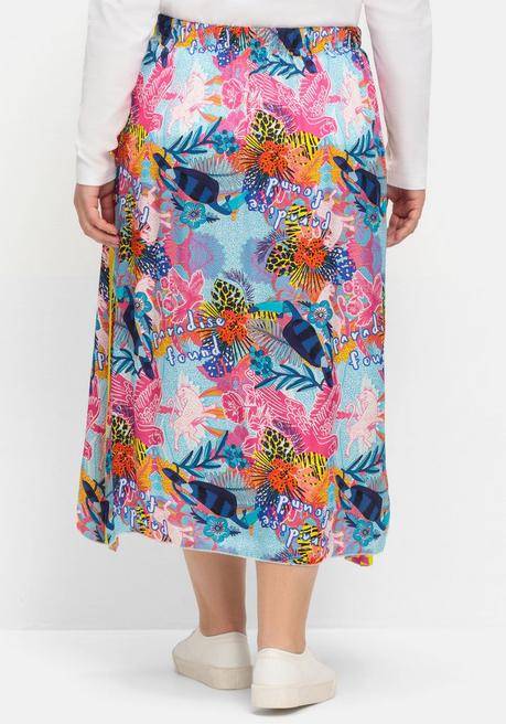 Sheego Loves Miss Goodlife Maxirock Im Mustermix, Aus Viskose-Satin - Blau Gemustert Sheego