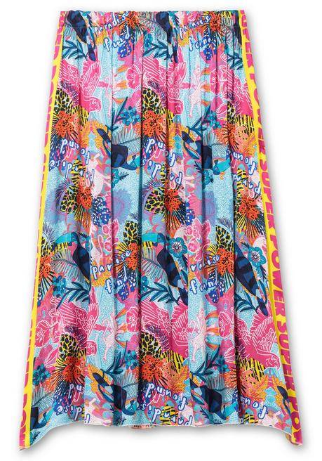 Sheego Loves Miss Goodlife Maxirock Im Mustermix, Aus Viskose-Satin - Blau Gemustert Sheego