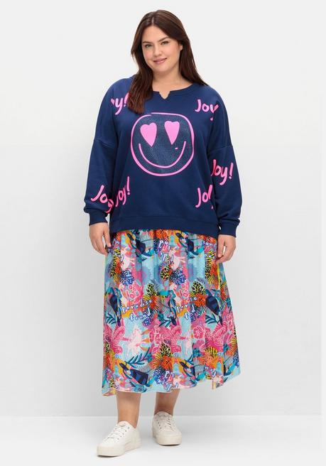 Sheego Loves Miss Goodlife Maxirock Im Mustermix, Aus Viskose-Satin - Blau Gemustert Sheego