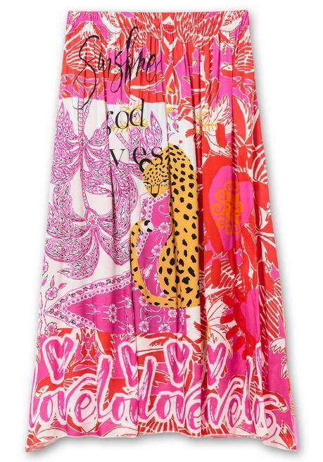Sheego Loves Miss Goodlife Maxirock Im Mustermix, Aus Viskose-Satin - Pink Gemustert Sheego