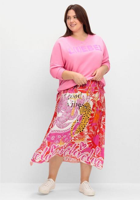 Sheego Loves Miss Goodlife Maxirock Im Mustermix, Aus Viskose-Satin - Pink Gemustert Sheego