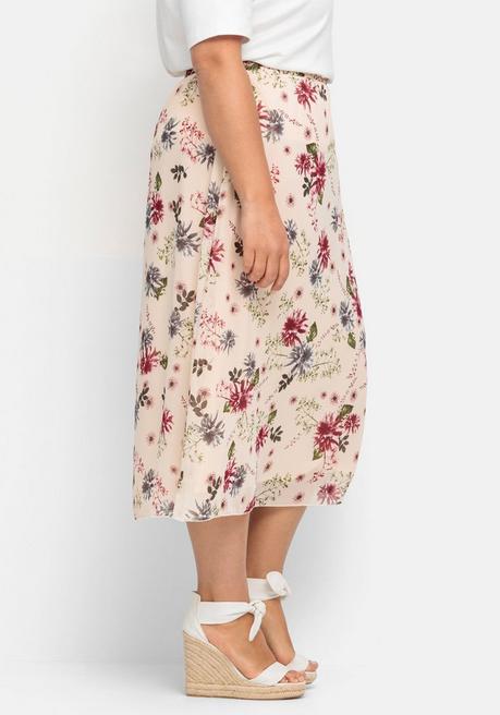 Sheego Maxirock Mit Floralem Alloverprint - Rosa Bedruckt Sheego