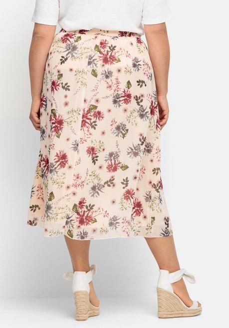 Sheego Maxirock Mit Floralem Alloverprint - Rosa Bedruckt Sheego