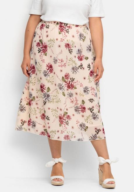 sheego Maxirock mit floralem Alloverprint - rosa bedruckt sheego