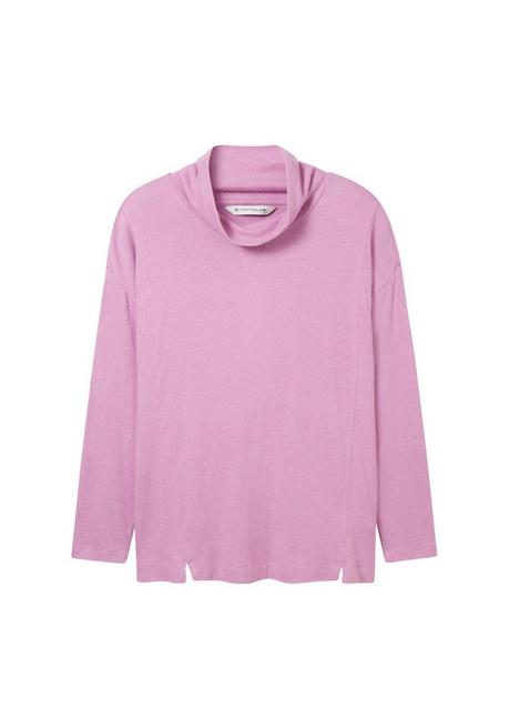 TOM TAILOR Plus Meliertes Langarmshirt Mit Rollkragen - Beere Sheego