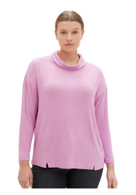 TOM TAILOR Plus Meliertes Langarmshirt mit Rollkragen - beere sheego