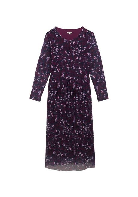 TOM TAILOR Plus Meshkleid In Midilänge, Mit Alloverprint - Beere Gemustert Sheego