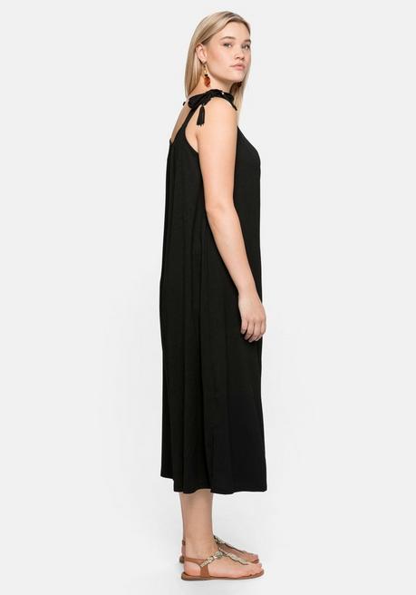 Sheego Midi-Jerseykleid In A-Linie, Mit Verspielten Details - Schwarz Sheego