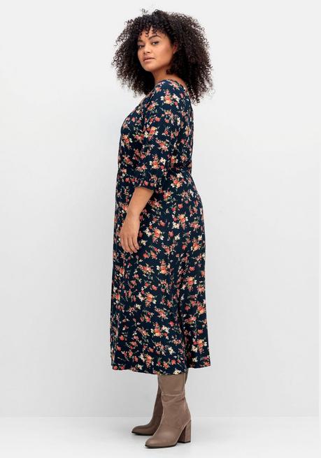Sheego By Joe Browns Midikleid Aus Jersey, Mit Blumendruck - Nachtblau Gemustert Sheego