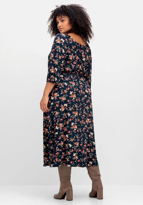 Sheego By Joe Browns Midikleid Aus Jersey, Mit Blumendruck - Nachtblau Gemustert Sheego