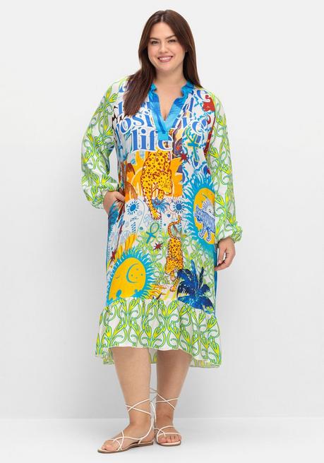 sheego loves miss goodlife Midikleid im Multicolor-Mustermix - gelb gemustert sheego