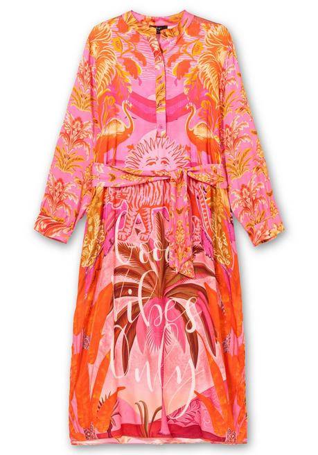 Sheego Loves Miss Goodlife Midikleid Im Mustermix, Mit Stehkragen - Rotorange Gemustert Sheego