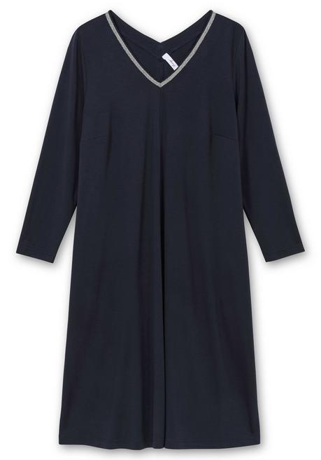 Sheego Midikleid In A-Linie, Mit Perlendeko Am Ausschnitt - Tiefblau Sheego