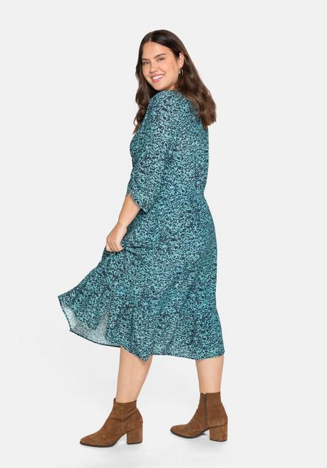 Sheego Midikleid Mit Alloverprint Und 3/4-Ärmeln - Marine Bedruckt Sheego