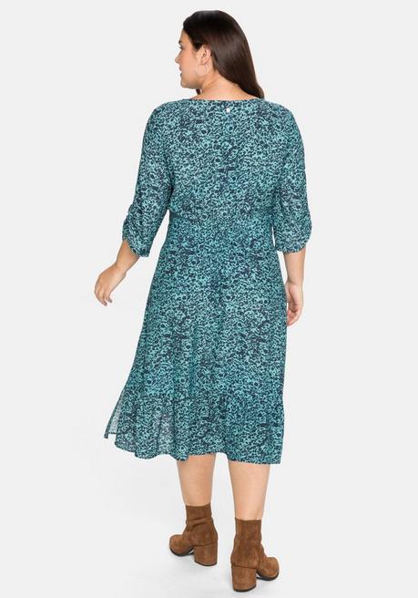 Sheego Midikleid Mit Alloverprint Und 3/4-Ärmeln - Marine Bedruckt Sheego