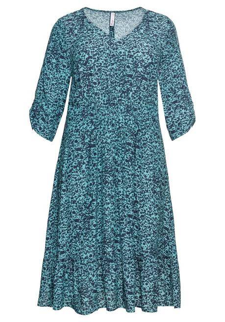 Sheego Midikleid Mit Alloverprint Und 3/4-Ärmeln - Marine Bedruckt Sheego