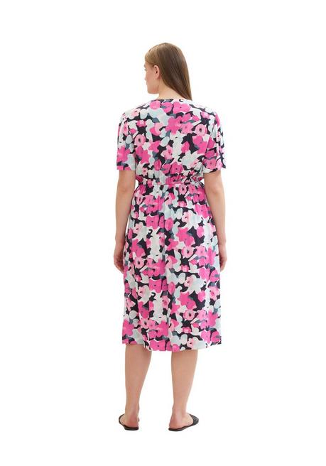 TOM TAILOR Plus Midikleid Mit Blumenprint Und Bindeband - Pink Gemustert Sheego
