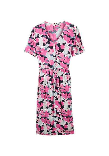TOM TAILOR Plus Midikleid Mit Blumenprint Und Bindeband - Pink Gemustert Sheego