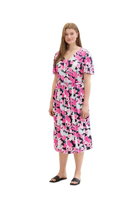 TOM TAILOR Plus Midikleid mit Blumenprint und Bindeband - pink gemustert sheego