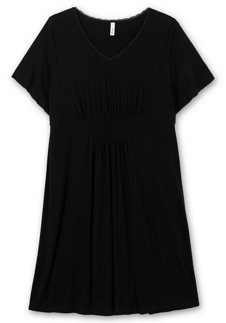 Sheego Midikleid Mit Gesmokter Taille, Aus Viskosejersey - Schwarz Sheego
