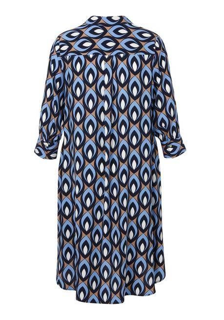 VIA APPIA DUE Midikleid Mit Hemdkragen Und 3/4-Ärmeln - Indigo Gemustert Sheego