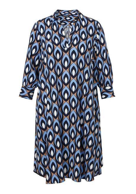VIA APPIA DUE Midikleid mit Hemdkragen und 3/4-Ärmeln - indigo gemustert sheego