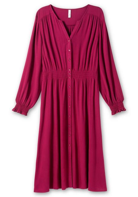 Sheego Midikleid Mit Smok-Details, Aus Viskose - Beere Sheego