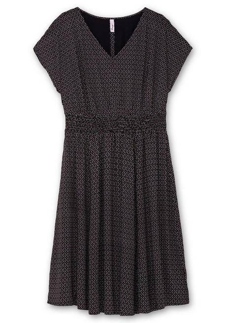 Sheego Midikleid Mit Smokbund Und Weitem Rock - Schwarz Gemustert Sheego