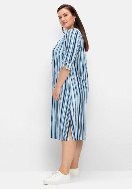 Sheego Midikleid Mit Streifen, In Leichter A-Linie - Blau Gestreift Sheego