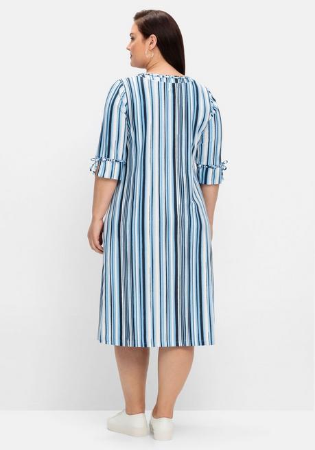 Sheego Midikleid Mit Streifen, In Leichter A-Linie - Blau Gestreift Sheego